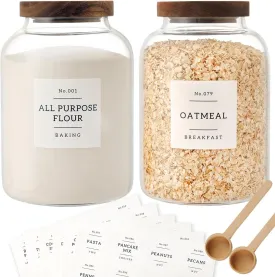2 PCS Large Glass Jar with Airtight Lid, Glass Food Storage Jars for Tea,Spice,Cereal, Egg,Flour,Coffee and More(70 FL OZ/2000 ml)