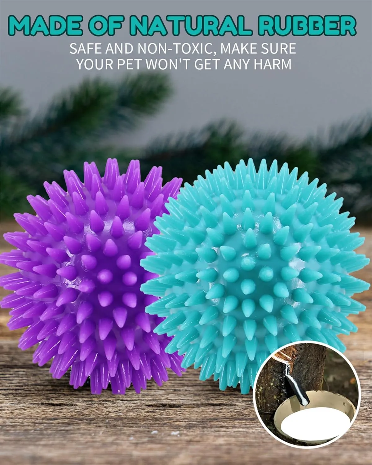 3.5' Spike Dog Balls - Squeaky, Durable Dog Chew Toys; 2-Pack Cleans Teeth, Trains Puppies to Adults; Perfect for Aggressive Chewers