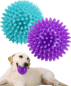 3.5' Spike Dog Balls - Squeaky, Durable Dog Chew Toys; 2-Pack Cleans Teeth, Trains Puppies to Adults; Perfect for Aggressive Chewers