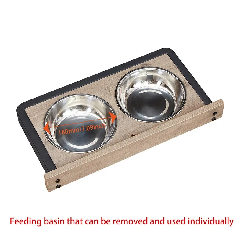 43.7" Indoor Grey Dog Crate Side Table With Feeding Bowl, Wheels, Three Doors, Flip-Up Top Opening