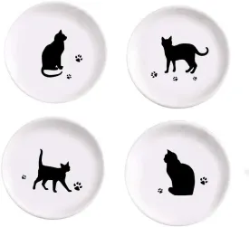 4pcs Ceramic Cat Dinner Plates Seasoning Dishes Appetizer Plates Dipping Bowl