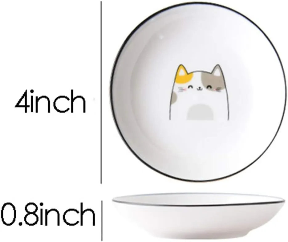 4pcs Ceramics Cat Dinner Relish Dishes Seasoning Dishes Dipping Appetizer Plates