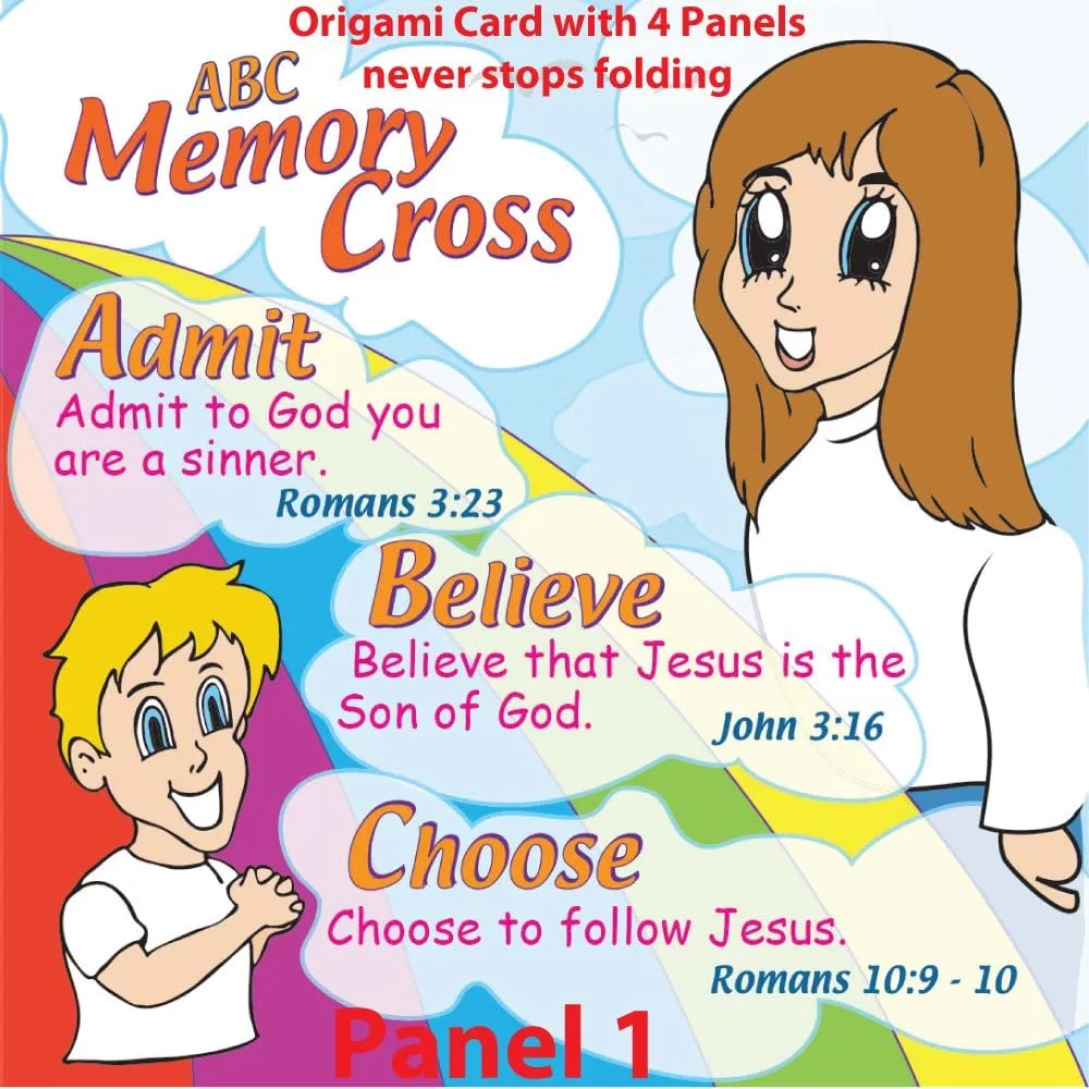 ABC Memory Cross Gospel Tracts for Children  24-Pack  Interactive Origami Design  Teach Children Salvation Through Admit, Believe, Choose
