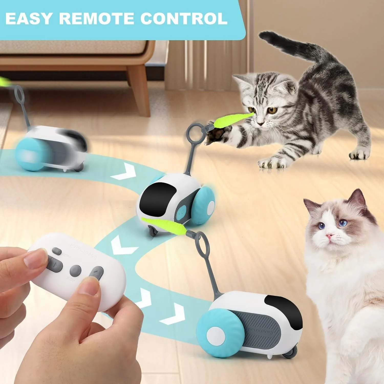 Automatic Cat Toys Interactive Feather Toy, Pet Exercise Electric Toys for Indoor Cats/Kitten (Blue)