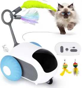 Automatic Cat Toys Interactive Feather Toy, Pet Exercise Electric Toys for Indoor Cats/Kitten (Blue)