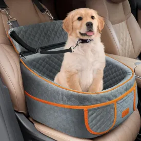BALEINE Dog Car Seat for Small and Medium Dogs, Detachable Washable Pet Car Seat with Waterproof Bottom and 4 Storage Pockets, for Dogs Under 35 lbs (Gray)