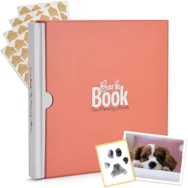 Bark Book - A Dog Photo Album and Memory Book for Dog Mum and Dad, Space to Complete 50  Photos and Paw Prints. 4 Sheets of Photo Corner Stickers. Gift Box Sleeve - Orange