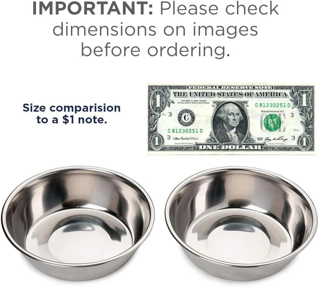 Bonza Two Piece Replacement Stainless Steel Dog Bowls for Pet Feeding Station. For Small Dogs and Cats,12oz