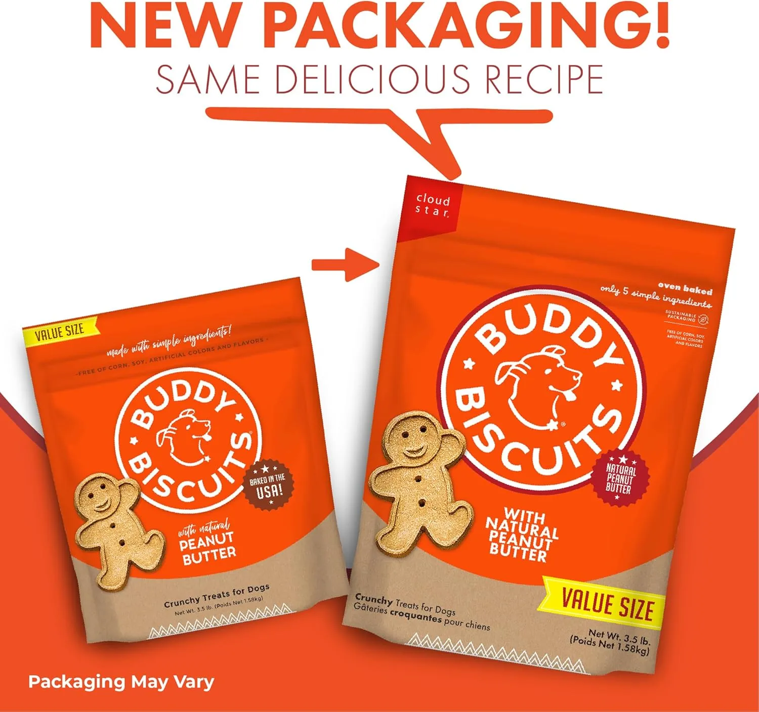 Buddy Biscuits 3.5 lbs. Bag of Crunchy Dog Treats Made with Natural Peanut Butter