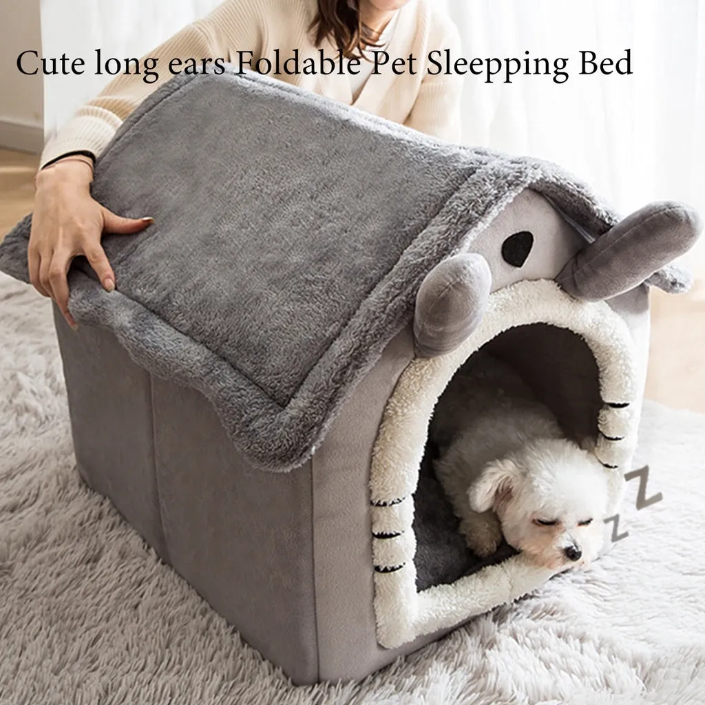 Cat Bed and Small Dog Bed, Self-Warming Cat Tent Cave, Triangle Cat House Hut with Washable Cushion