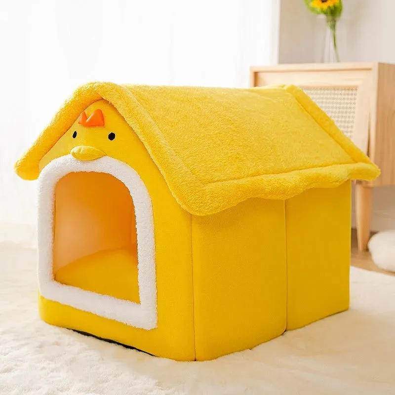 Cat Bed Sleep House Warm Cave Dog Kennel & Removable Cushion Pad Soft Indoor Enclosed Tent Huts Sofa for Pet Cats Kittens Puppy