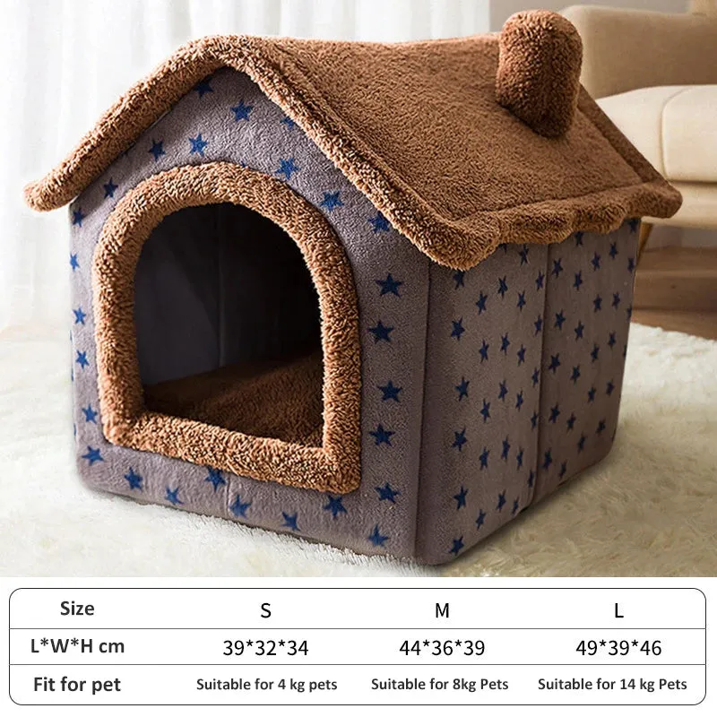 Cat Bed Sleep House Warm Cave Dog Kennel & Removable Cushion Pad Soft Indoor Enclosed Tent Huts Sofa for Pet Cats Kittens Puppy