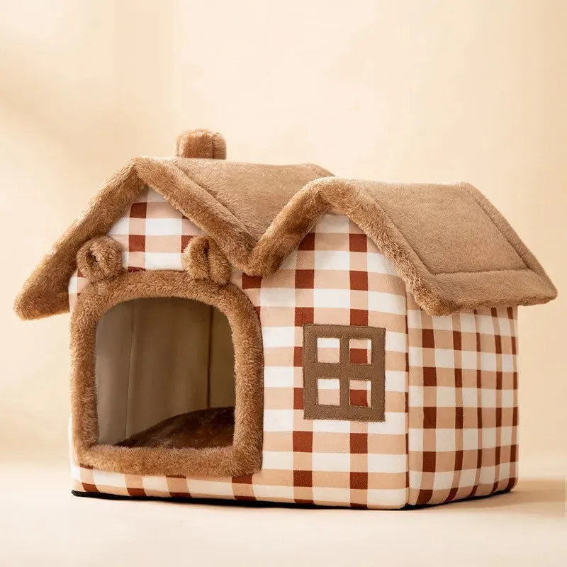 Cat Bed Sleep House Warm Cave Dog Kennel & Removable Cushion Pad Soft Indoor Enclosed Tent Huts Sofa for Pet Cats Kittens Puppy