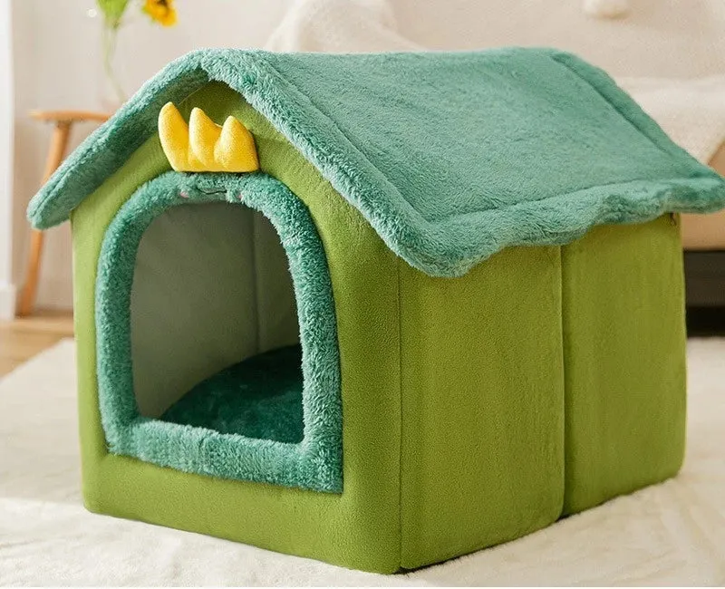 Cat Bed Sleep House Warm Cave Dog Kennel & Removable Cushion Pad Soft Indoor Enclosed Tent Huts Sofa for Pet Cats Kittens Puppy