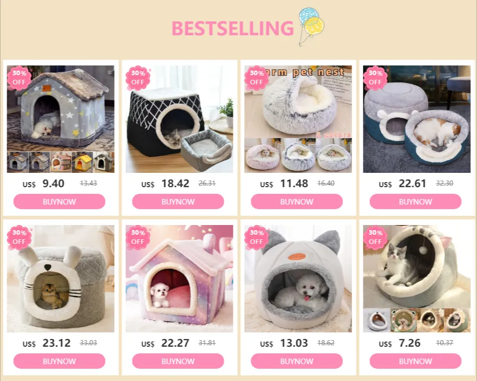 Cat Bed Sleep House Warm Cave Dog Kennel & Removable Cushion Pad Soft Indoor Enclosed Tent Huts Sofa for Pet Cats Kittens Puppy