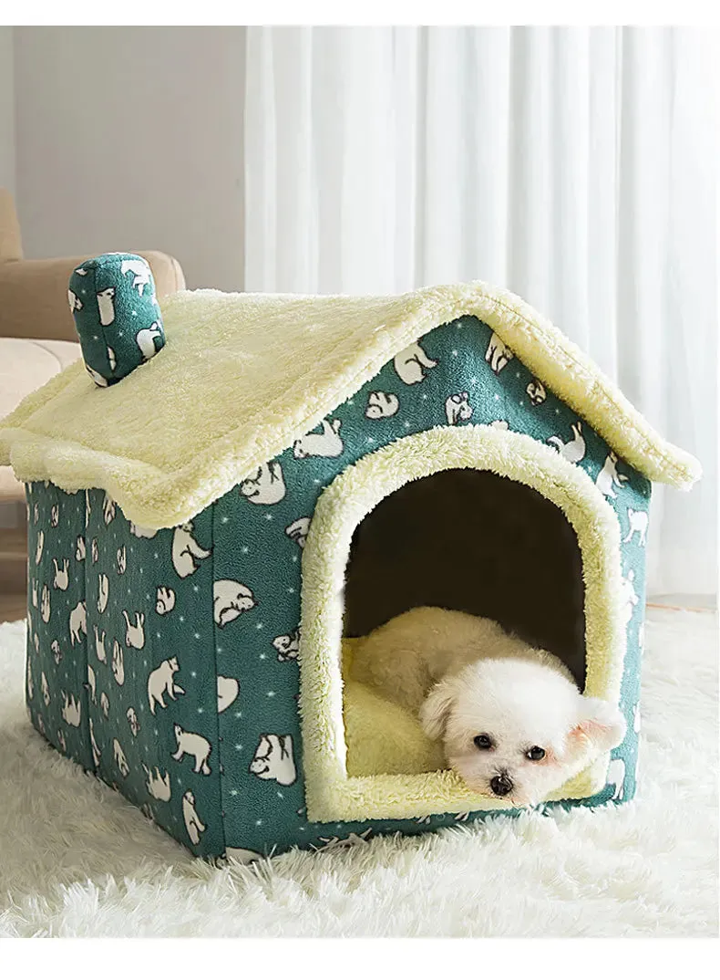 Cat Bed Sleep House Warm Cave Dog Kennel & Removable Cushion Pad Soft Indoor Enclosed Tent Huts Sofa for Pet Cats Kittens Puppy