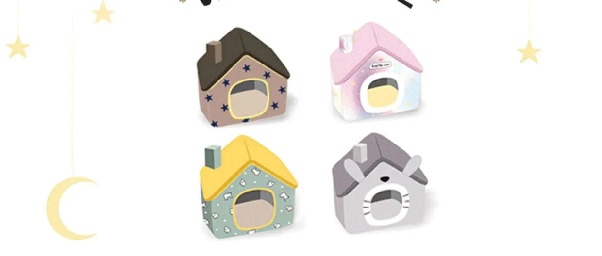 Cat Bed Sleep House Warm Cave Dog Kennel & Removable Cushion Pad Soft Indoor Enclosed Tent Huts Sofa for Pet Cats Kittens Puppy