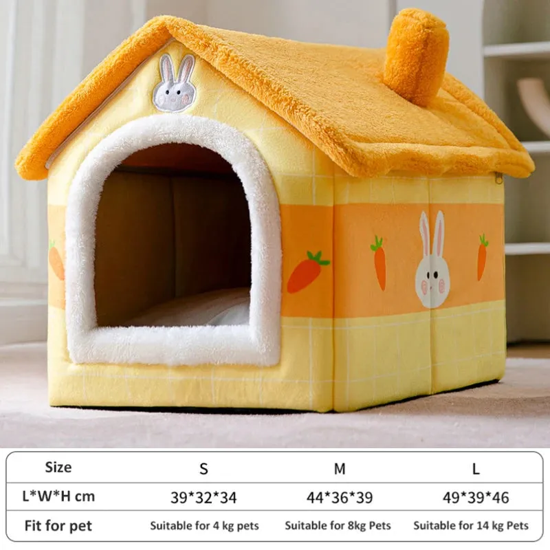 Cat Bed Sleep House Warm Cave Dog Kennel & Removable Cushion Pad Soft Indoor Enclosed Tent Huts Sofa for Pet Cats Kittens Puppy