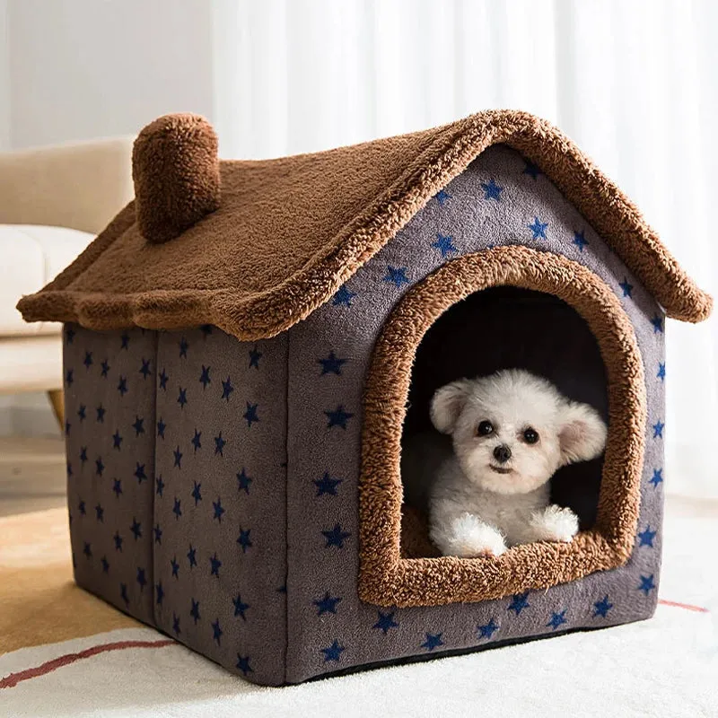 Cat Bed Sleep House Warm Cave Dog Kennel & Removable Cushion Pad Soft Indoor Enclosed Tent Huts Sofa for Pet Cats Kittens Puppy