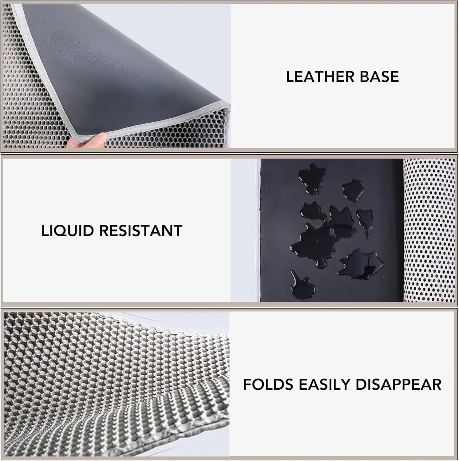 Cat Litter Mat, Large Kitty Litter Box Trapping Mat, 45x30'' Honeycomb Double Layer Urine & Waterproof, Washable Easy Clean, Litter Mats for Floor Less Waste, Anti-Slip (Grey, 45''x30'')