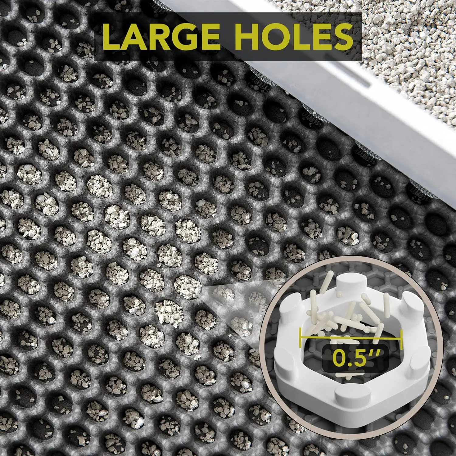 Cat Litter Mat, Large Kitty Litter Box Trapping Mat, 45x30'' Honeycomb Double Layer Urine & Waterproof, Washable Easy Clean, Litter Mats for Floor Less Waste, Anti-Slip (Grey, 45''x30'')