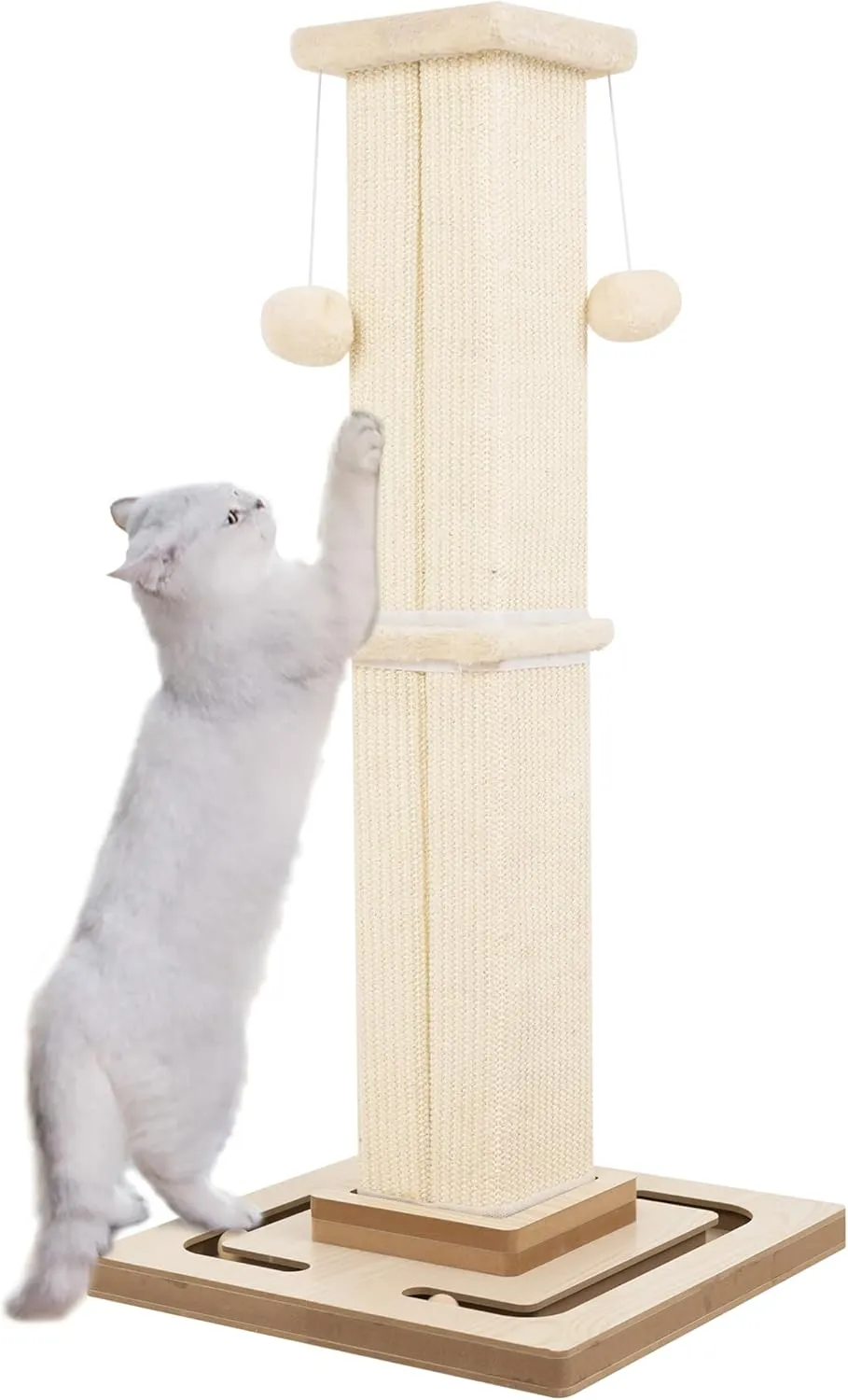 Cat Scratching Post 32 Inch Tall Cat Scratcher for Indoor Large Cats and Kitten, Nature Sisal Modern Cat Scratch Post Improve Cat's Scratching Habits, Beige