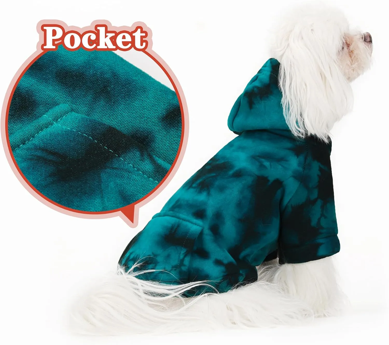 Chic Tie-Dye Dog Hoodie with Practical Pocket - Fashionable and Cozy Sweatshirt for Small, Medium, and Large Dogs, Ideal for Casual Outings and All-Day Comfort in Vibrant Colors. Cyan M