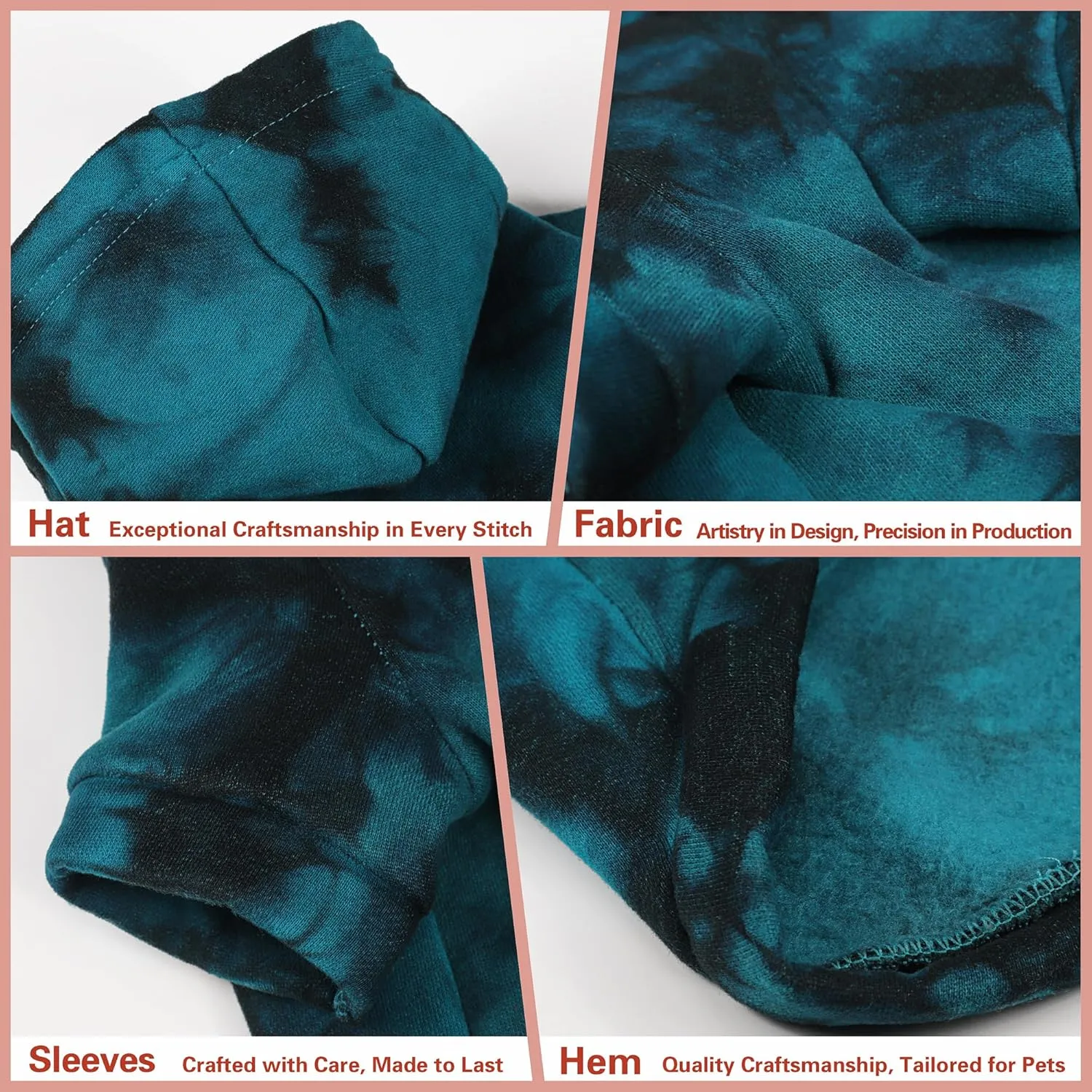 Chic Tie-Dye Dog Hoodie with Practical Pocket - Fashionable and Cozy Sweatshirt for Small, Medium, and Large Dogs, Ideal for Casual Outings and All-Day Comfort in Vibrant Colors. Cyan M