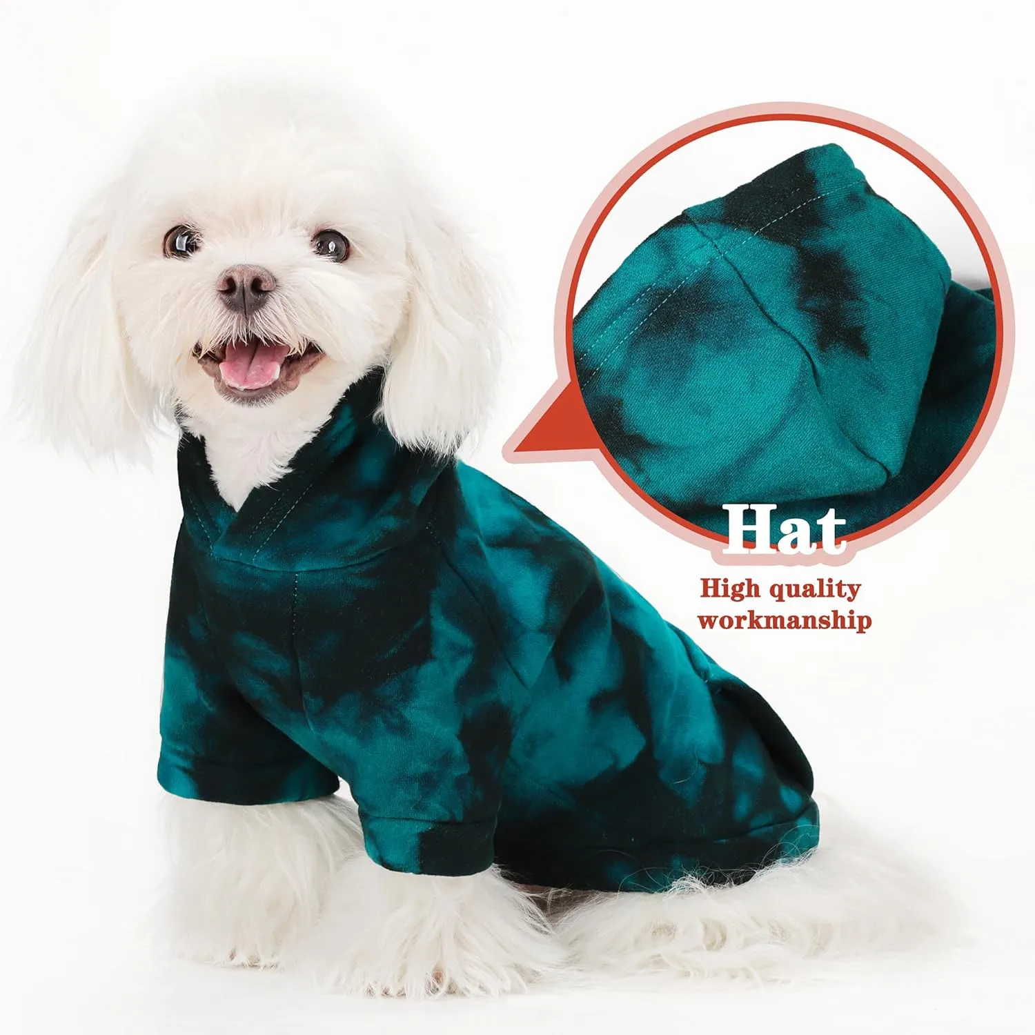 Chic Tie-Dye Dog Hoodie with Practical Pocket - Fashionable and Cozy Sweatshirt for Small, Medium, and Large Dogs, Ideal for Casual Outings and All-Day Comfort in Vibrant Colors. Cyan M