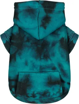 Chic Tie-Dye Dog Hoodie with Practical Pocket - Fashionable and Cozy Sweatshirt for Small, Medium, and Large Dogs, Ideal for Casual Outings and All-Day Comfort in Vibrant Colors. Cyan M