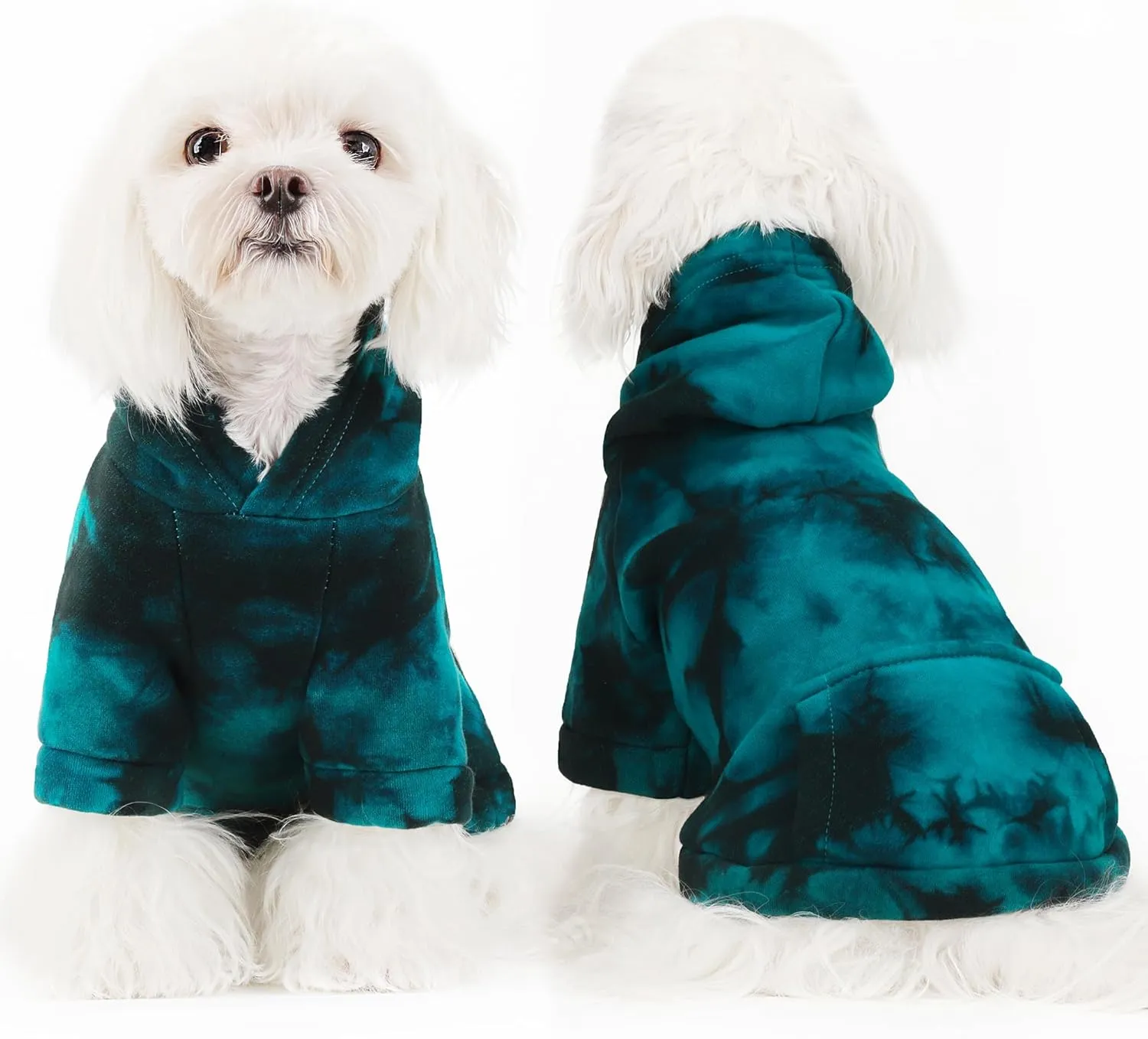 Chic Tie-Dye Dog Hoodie with Practical Pocket - Fashionable and Cozy Sweatshirt for Small, Medium, and Large Dogs, Ideal for Casual Outings and All-Day Comfort in Vibrant Colors. Cyan M
