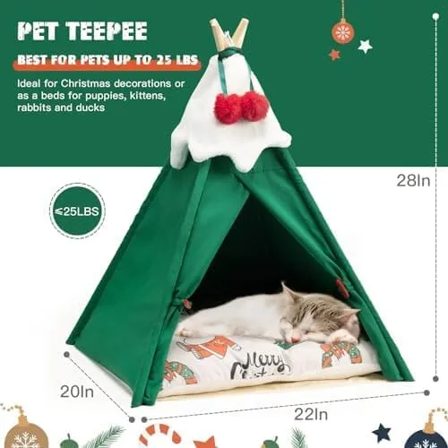 Christmas Cat Bed with Cushion