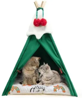 Christmas Cat Bed with Cushion