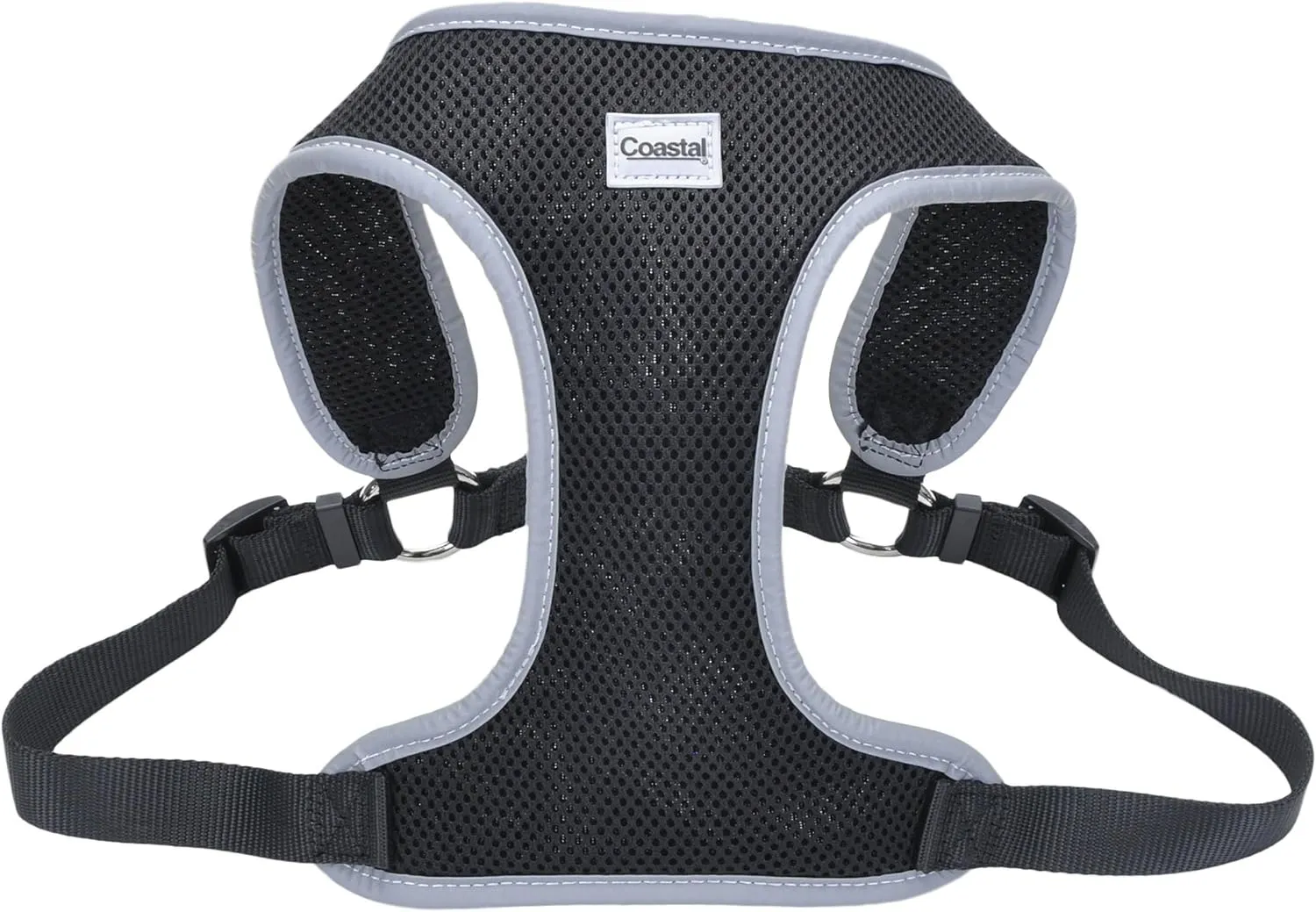 Coastal Pet Comfort Soft Reflective Wrap Adjustable Dog Harness - No-Pull Dog Harness for Small & Large Dogs - Black - 5/8" x 16"19"