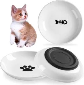 CSD Cat Food Bowl (3 Pack) - Ceramic Cat Bowls with Nonslip Silicone Bottom, Whisker Friendly, 200ml Capacity, White