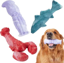 Dog Chew Toys, 3 Pack Tough TPR Toys with Bacon Flavor for Light to Moderate Chewers, Teeth Cleaning Chew Toys for Small & Medium Breed to Keep Them Busy