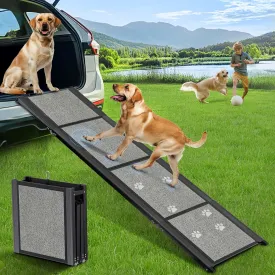 Dog Ramp for Car, 71" Extra Long Folding Pet Stair Ramp with Non-Slip Surface for Medium & Large Dogs Up to 250LBS, Outdoor Dog Car Ramp for SUVs, and Trucks, Portable Pet Steps