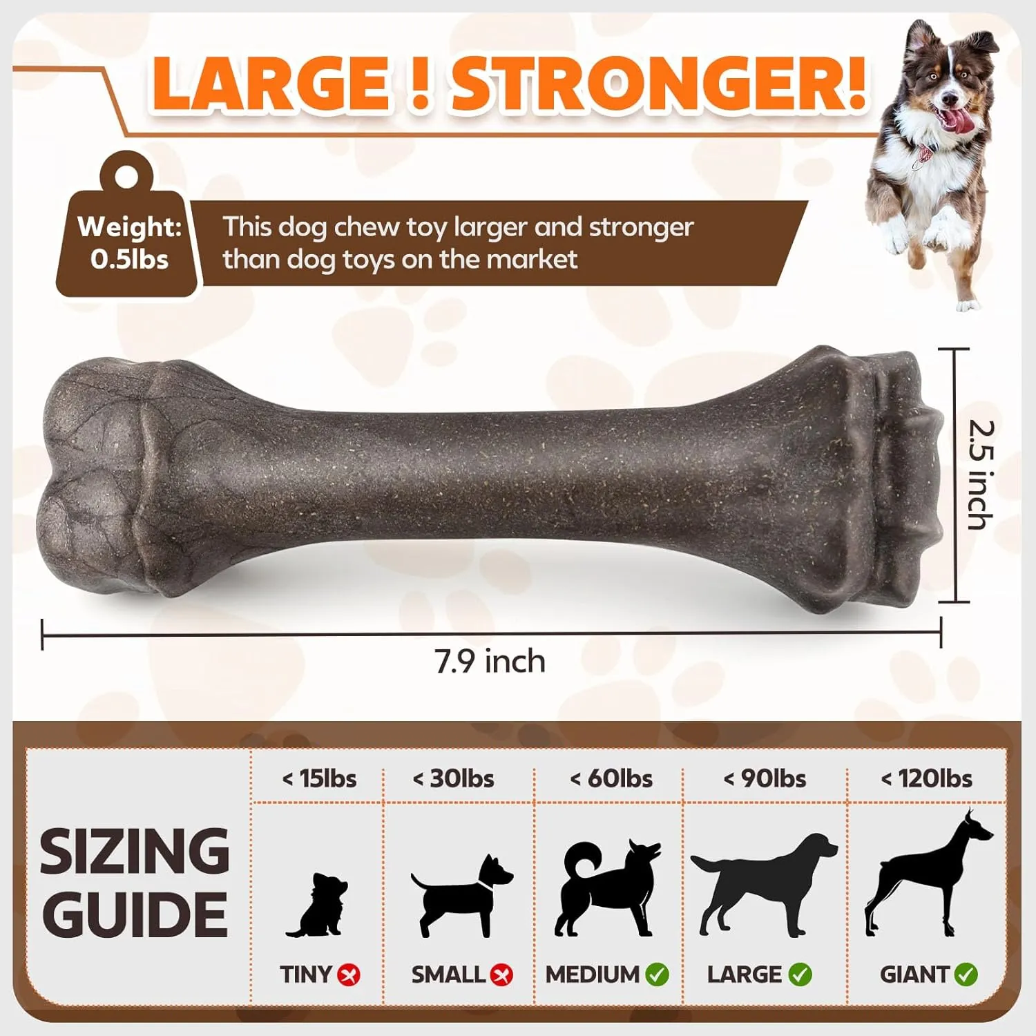 Dog Toys for Aggressive Chewers, Indestructible Bones Toy for Aggressive Chewers, Tough Puppy Chew Toy for Heavy Duty Dogs, Big Dog Teething Toys with Durable Nylon for Large/Medium Breed Puppies