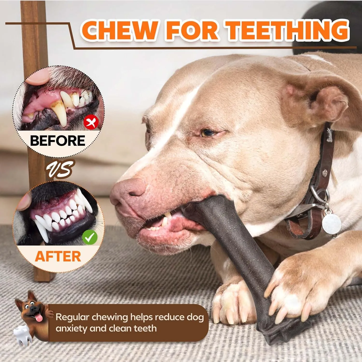 Dog Toys for Aggressive Chewers, Indestructible Bones Toy for Aggressive Chewers, Tough Puppy Chew Toy for Heavy Duty Dogs, Big Dog Teething Toys with Durable Nylon for Large/Medium Breed Puppies