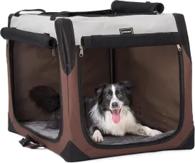 DONORO Dog Crates for Medium Dogs, Portable Collapsible Three Door Dog Kennel & Houses, Soft-Sided Cage for Indoor Training and Outdoor Travel with Pad (Medium (36"x24"x23"))