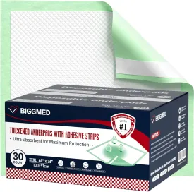 Extra Large Bed Pads with Adhesive Strips 40'' X 36'' Disposable Underpads for Incontinence (30 Pads) Ultra-Absorbent & Leak-Proof Chucks Pads for Adults, Elderly and Kids
