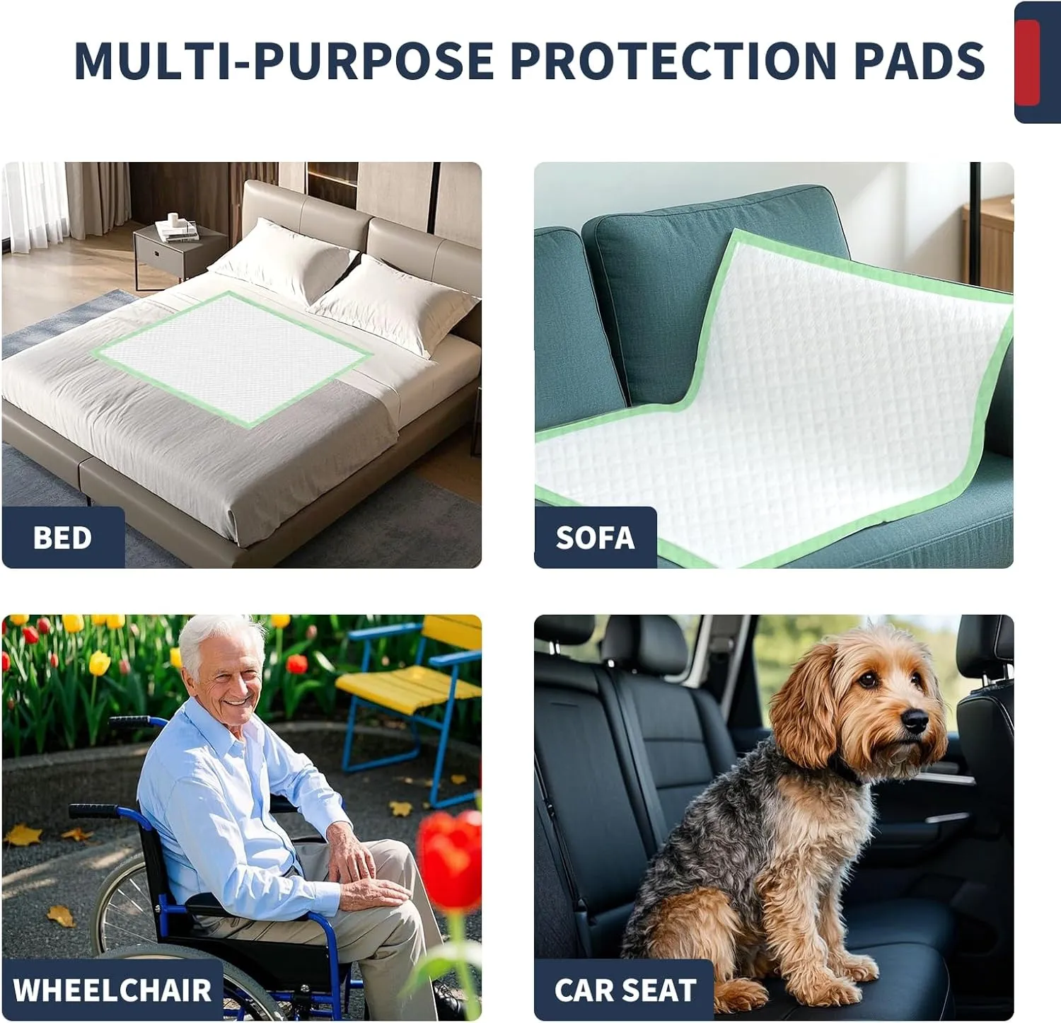 Extra Large Bed Pads with Adhesive Strips 40'' X 36'' Disposable Underpads for Incontinence (30 Pads) Ultra-Absorbent & Leak-Proof Chucks Pads for Adults, Elderly and Kids