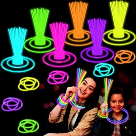Glow Sticks Party Pack 8"-50,4th of July Light up Bracelets & Necklaces Accessories for Kids, Neon Glow in the Dark Party Favor Supplies Decoration for Birthday Camping Wedding Dance Parade Activities