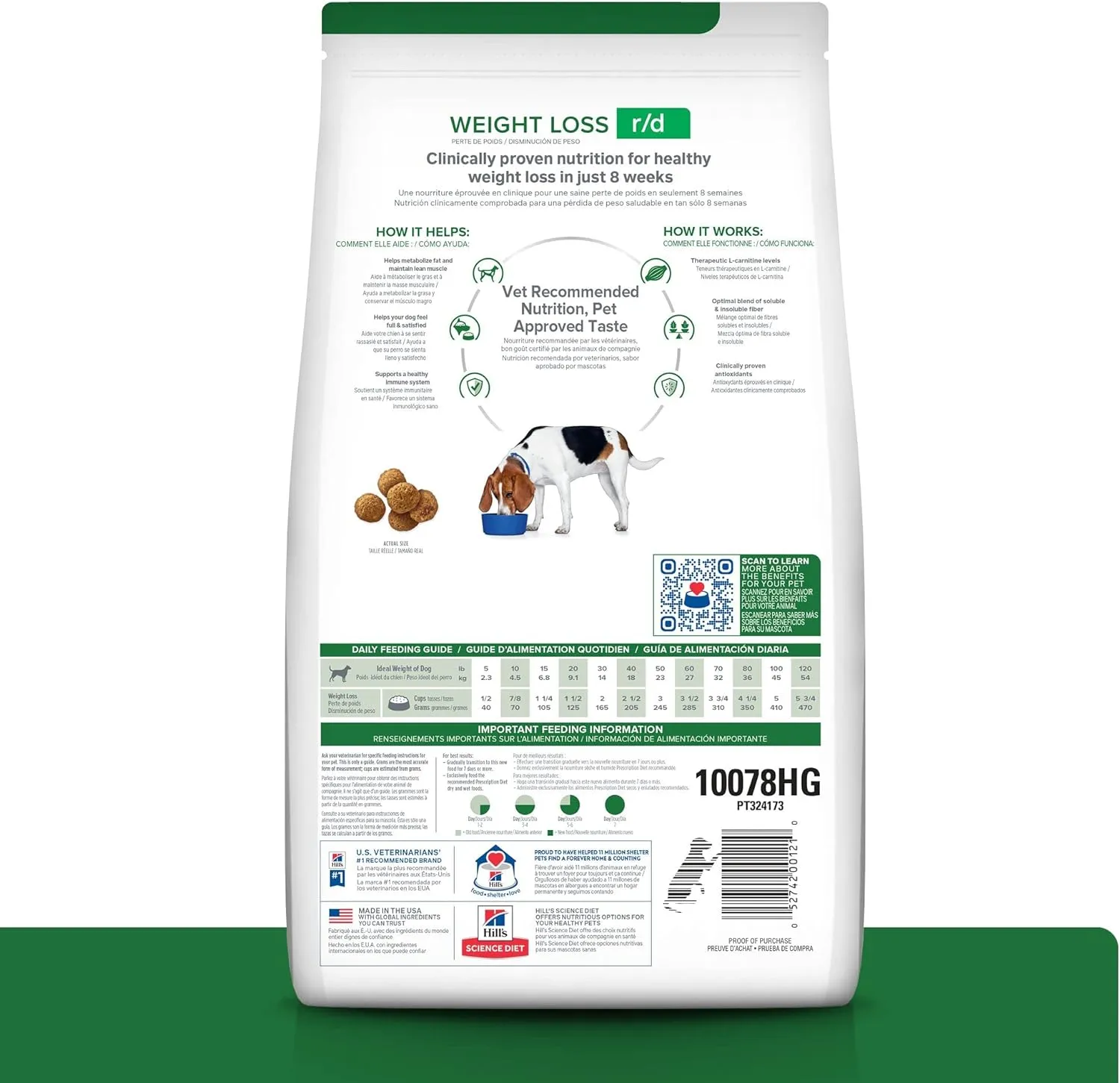 Hill's Prescription Diet r/d Weight Loss Chicken Flavor Dry Dog Food, Veterinary Diet, 27.5 lb. Bag