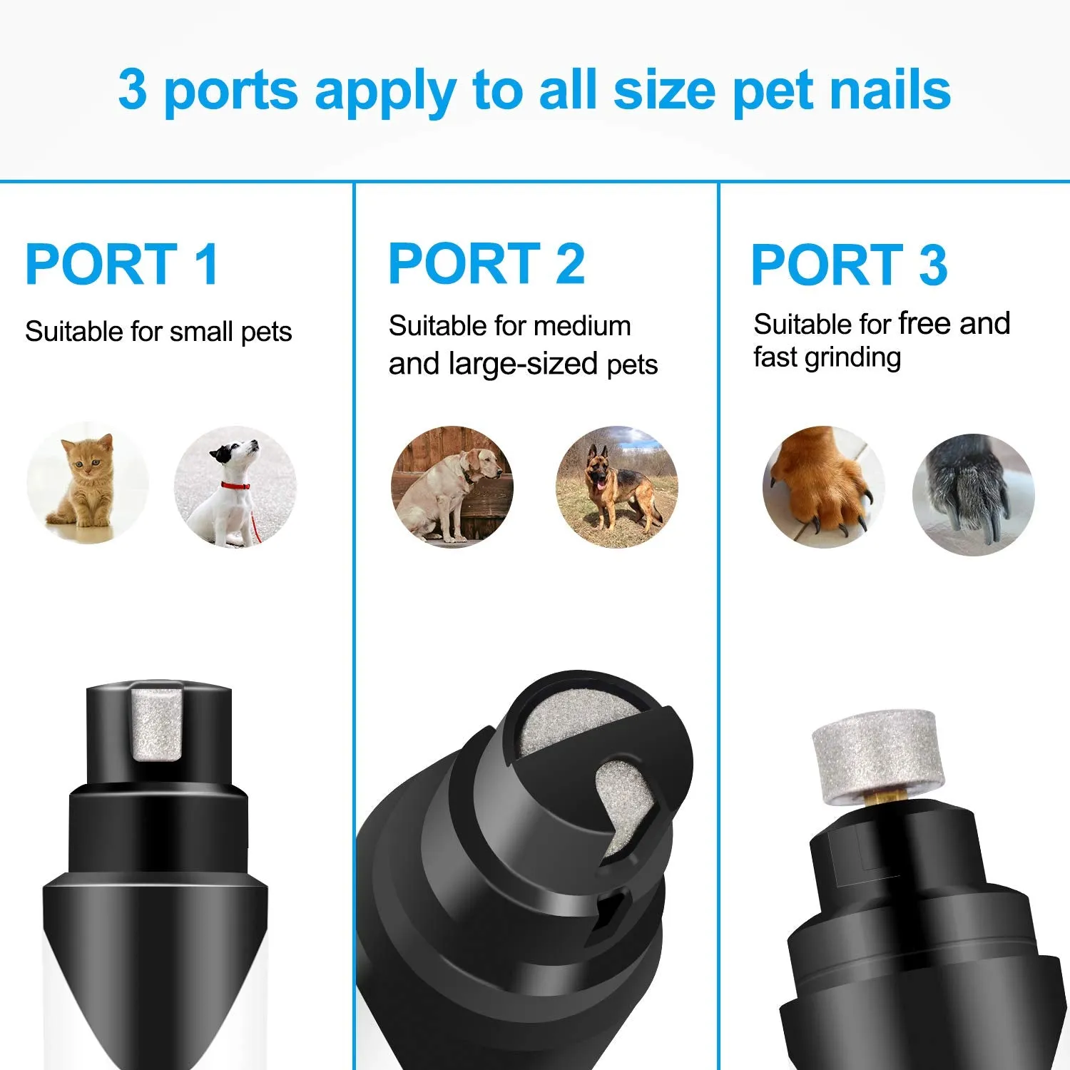 HTPS Rechargeable Low Noise & Low Vibration Dog & Cat Nail Grinder