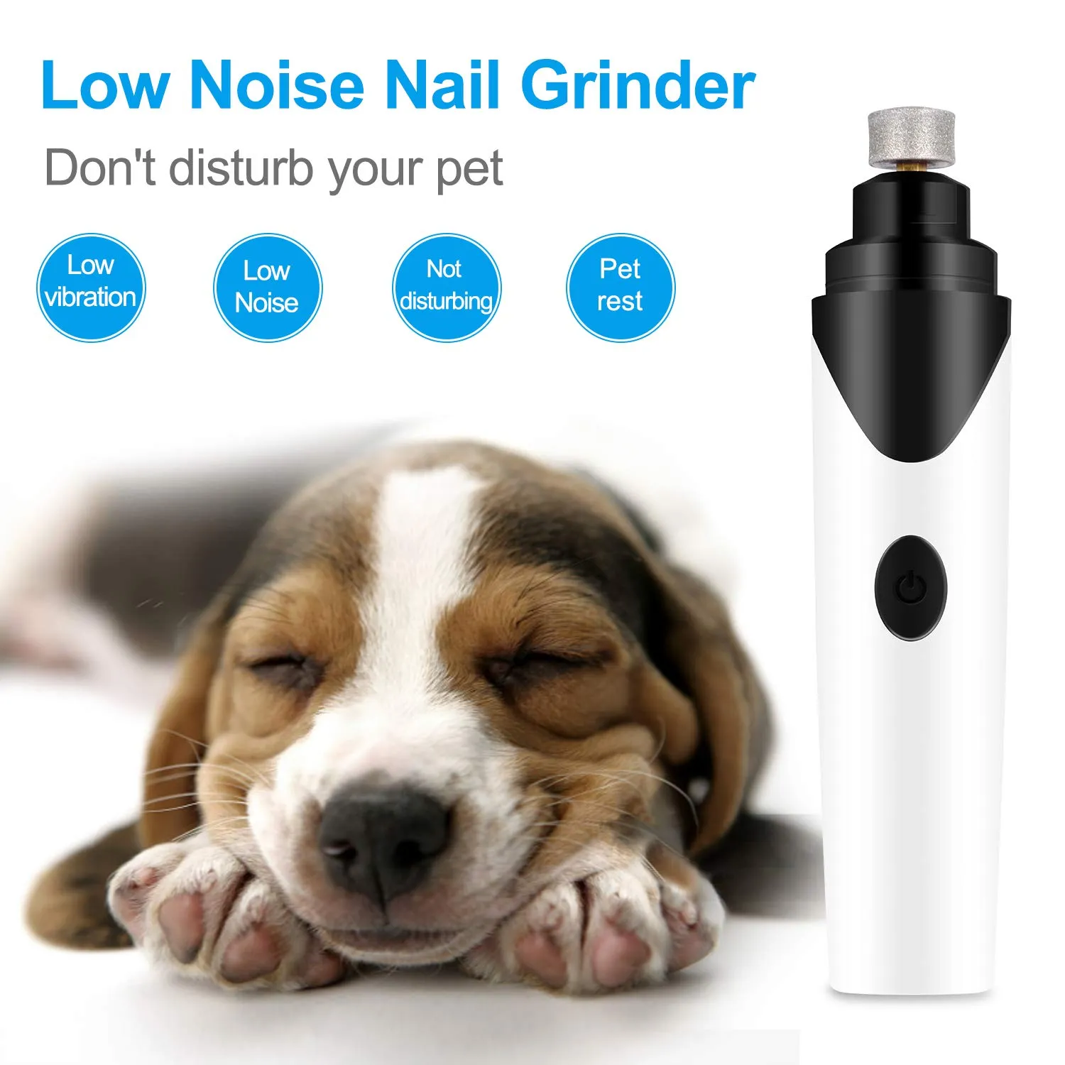 HTPS Rechargeable Low Noise & Low Vibration Dog & Cat Nail Grinder