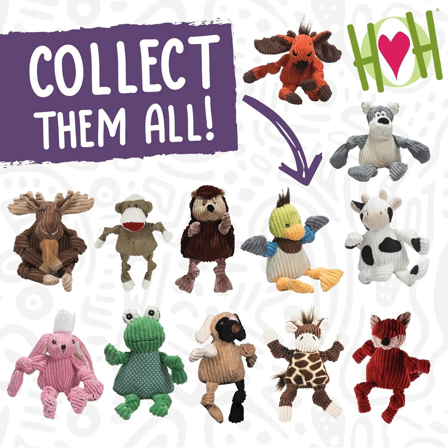HuggleHounds Knotties Plush Dog Toy- Squeaky Interactive Puppy Toys- Soft Yet Tough, Reinforced, Durable Stuffed Pet plush Toy for All Breeds and Ages- for Small and Medium Dogs- Small Frog.