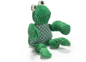 HuggleHounds Knotties Plush Dog Toy- Squeaky Interactive Puppy Toys- Soft Yet Tough, Reinforced, Durable Stuffed Pet plush Toy for All Breeds and Ages- for Small and Medium Dogs- Small Frog.