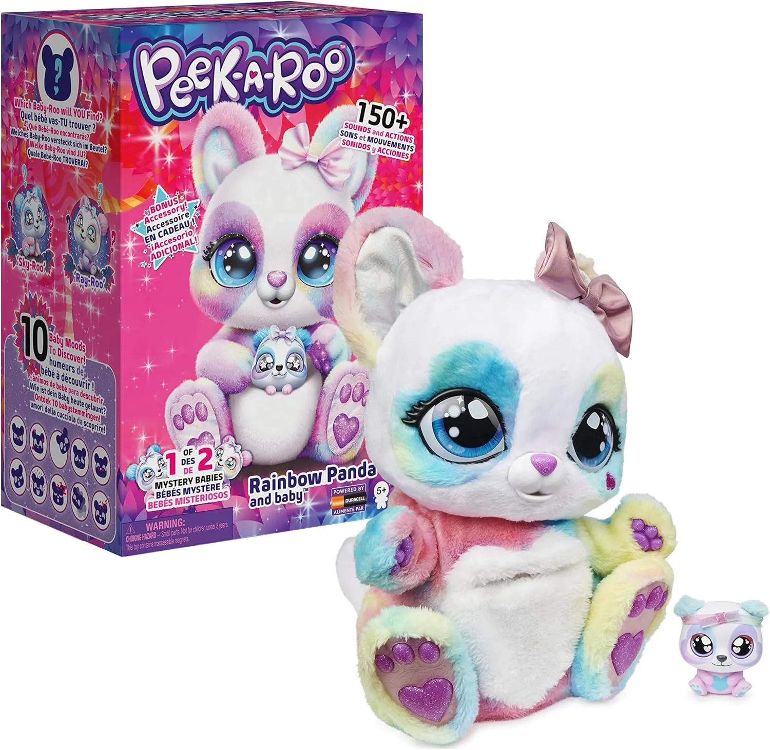Interactive Rainbow Plush Toy and Baby with Bonus Bows, Over 150 Sounds & Actions, Kids Toys for Girls Ages 5 and up