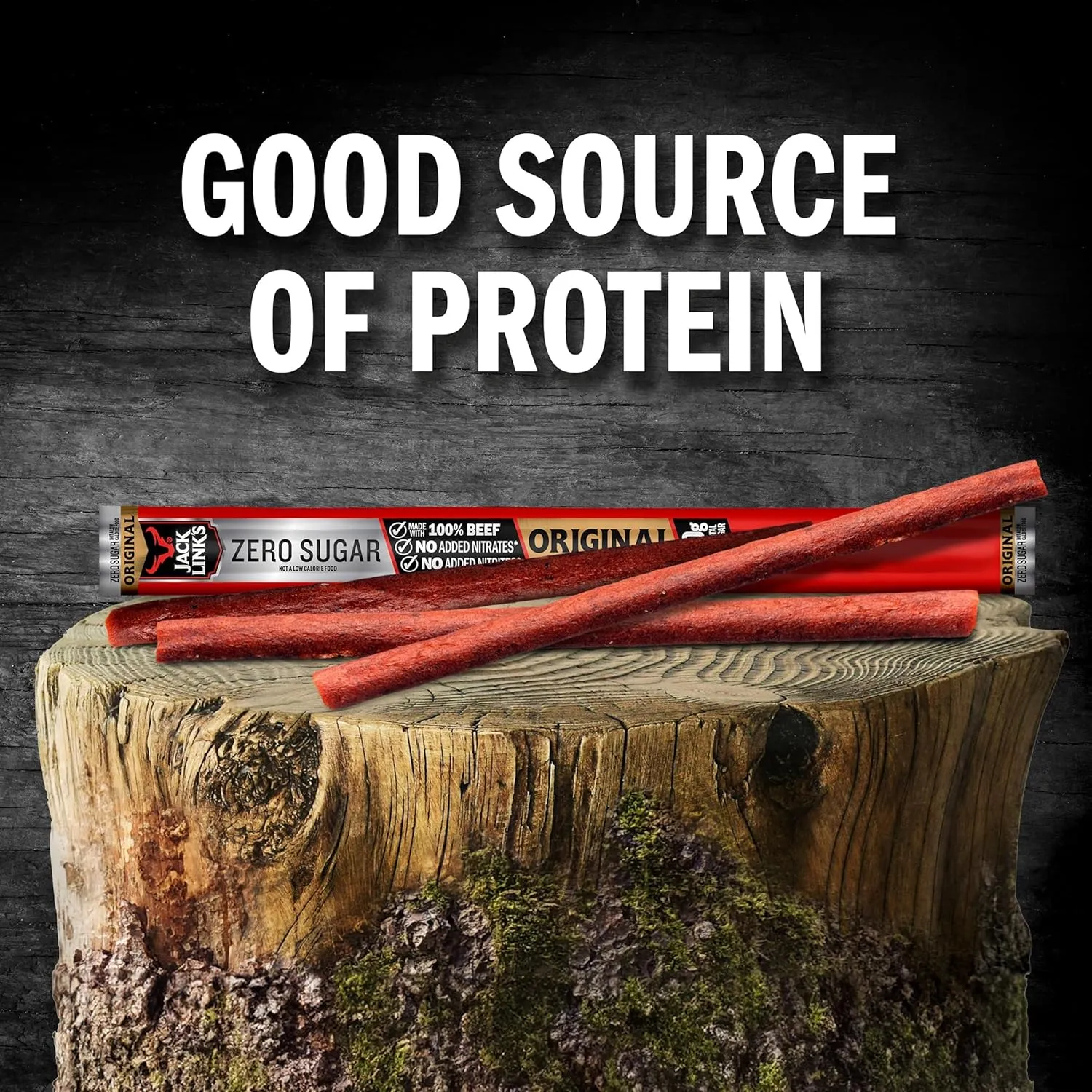 Jack Link's Beef Sticks, Original Zero Sugar  Protein Snack, Meat Stick with 5g of Protein, Meat Snack Sticks Made with 100% Beef, Keto & Paleo Diet Friendly, Individually Wrapped  0.92 Oz. (20 Count)
